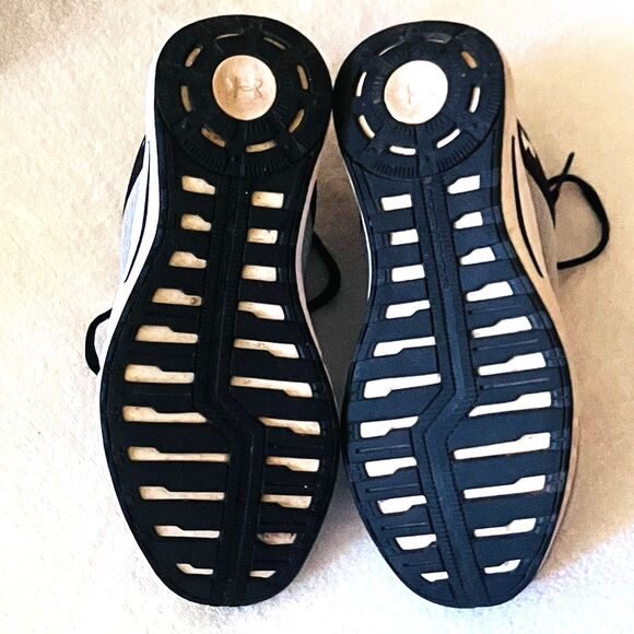 Under Armour Micro G Pursuit Shoes Running Mesh 7.5 Womens Gray Blk 3020221-101 - Picture 6 of 14